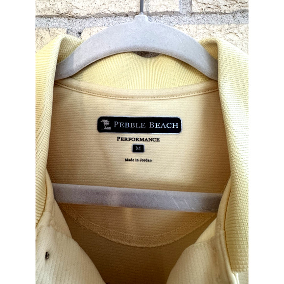 Pebble Beach Performance Golf Polo Shirt Short Sleeve Men's Size Medium Yellow - Picture 2 of 3